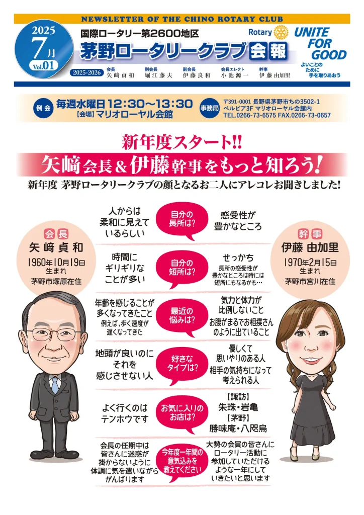 茅野ロータリークラブ 7月会報